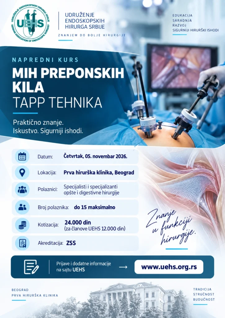 Napredni kurs MIH preponskih kila - TAPP tehnika